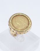 1899 HALF SOVEREIGN RING, in 9ct gold mount and shank, ring size N, gross wt. 9.2g