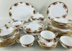 ROYAL ALBERT 'OLD COUNTRY ROSES' PART DINNER SERVICE, including 2 tureens and covers, 11 dinner