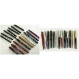 ASSORTED VINTAGE COLOURED & BLACK FOUNTAIN PENS, including three 45s, Victory, ballpoint, Parker