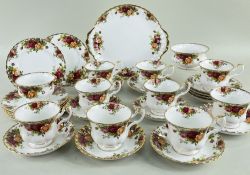 ROYAL ALBERT 'OLD COUNTRY ROSES' PART TEA SERVICE, including 11 teacups, 12 saucers, 6 tea plates, 2