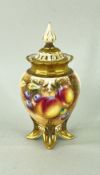 ROYAL WORCESTER POT POURRI VASE & COVER, shape H277, painted by FRANK ROBERTS with fruit, signed,