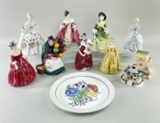 ASSORTED COLLECTIBLE ORNAMENTAL CHINA, comprising 6 Royal Doulton figurines, 2 Royal Worcester