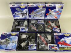 FIVE CORGI 1:72 SCALE MODEL AIRCRAFT, ltd edns, comprising De Havilland Vampire T11, Hawker Demon,