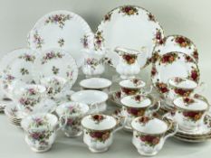 ROYAL ALBERT 'OLD COUNTRY ROSES' & 'MOSS ROSE' CHINA TEA SERVICES, each for six, with cups, saucers,