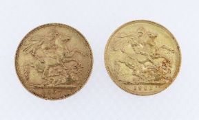 TWO GOLD SOVEREIGNS dated 1901 and 1907, 16.0gms overall (2) Provenance: deceased estate