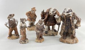 SIX GRAHAM PIGGOTT STONEWARE 'WIND IN THE WILLOWS' FIGURES, including Badger, Mole and Ratty, 23-