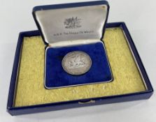 BRITANNIA STANDARD SILVER 1969 INVESTITURE MEDALLION, maker SI, 1968, with dragon and perimeter