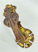 CHRISTOPHER DRESSER FOR KENRICK & Co: cast iron hinged door knocker, 21cms high Comments rusty,