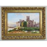 MINTON PORCELAIN PLAQUE PAINTED WITH NEATH ABBEY 19th Century