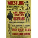 WELSH WRESTLING POSTER PORTHMADOG COMMUNITY CENTRE, JULY 1977