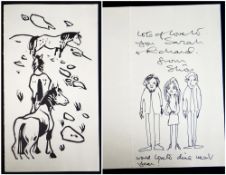 ‡ SIR KYFFIN WILLIAMS RA pen and ink in greeting card