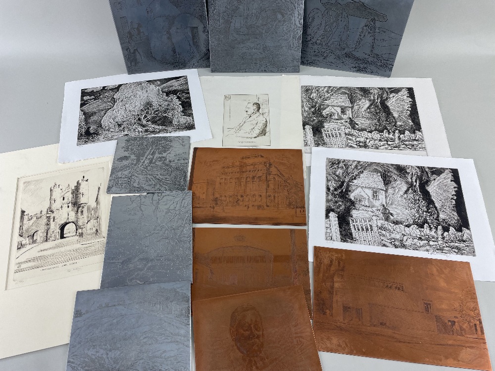 ‡ EDGAR HOLLOWAY copper / steel printing plates & prints