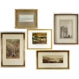 GROUP OF FIVE FRAMED SKETCHES RELATING TO NEATH 19th Century