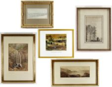GROUP OF FIVE FRAMED SKETCHES RELATING TO NEATH 19th Century