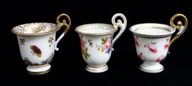 THREE SWANSEA PORCELAIN MINIATURE CABINET CUPS (3) c.1818