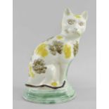 STAFFORDSHIRE PRATTWARE MODEL OF A CAT c. 1790-1800