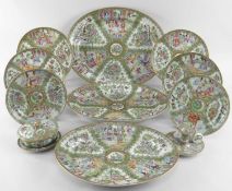 ASSOCIATED CANTON FAMILLE ROSE PORCELAIN PART DINNER SERVICE, 19th Century