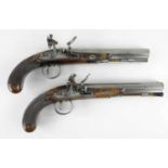 PAIR OF FLINTLOCK DUELLING PISTOLS BY WHEELER, early 19th Century