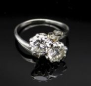 TWO STONE DIAMOND CROSSOVER RING