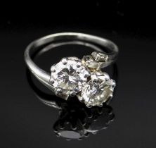 TWO STONE DIAMOND CROSSOVER RING