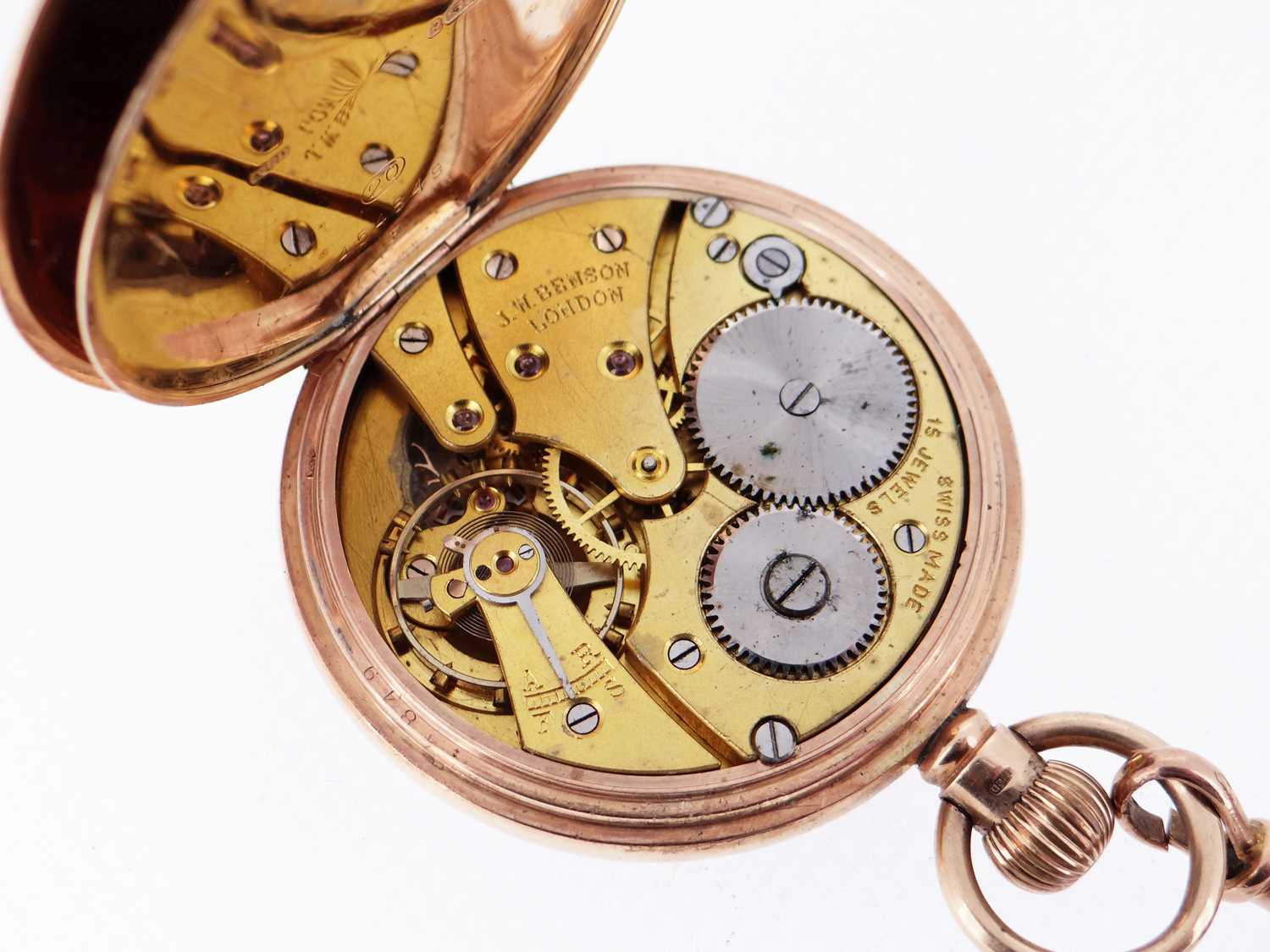 9CT GOLD BENSON OPEN FACE POCKET WATCH - Image 3 of 6