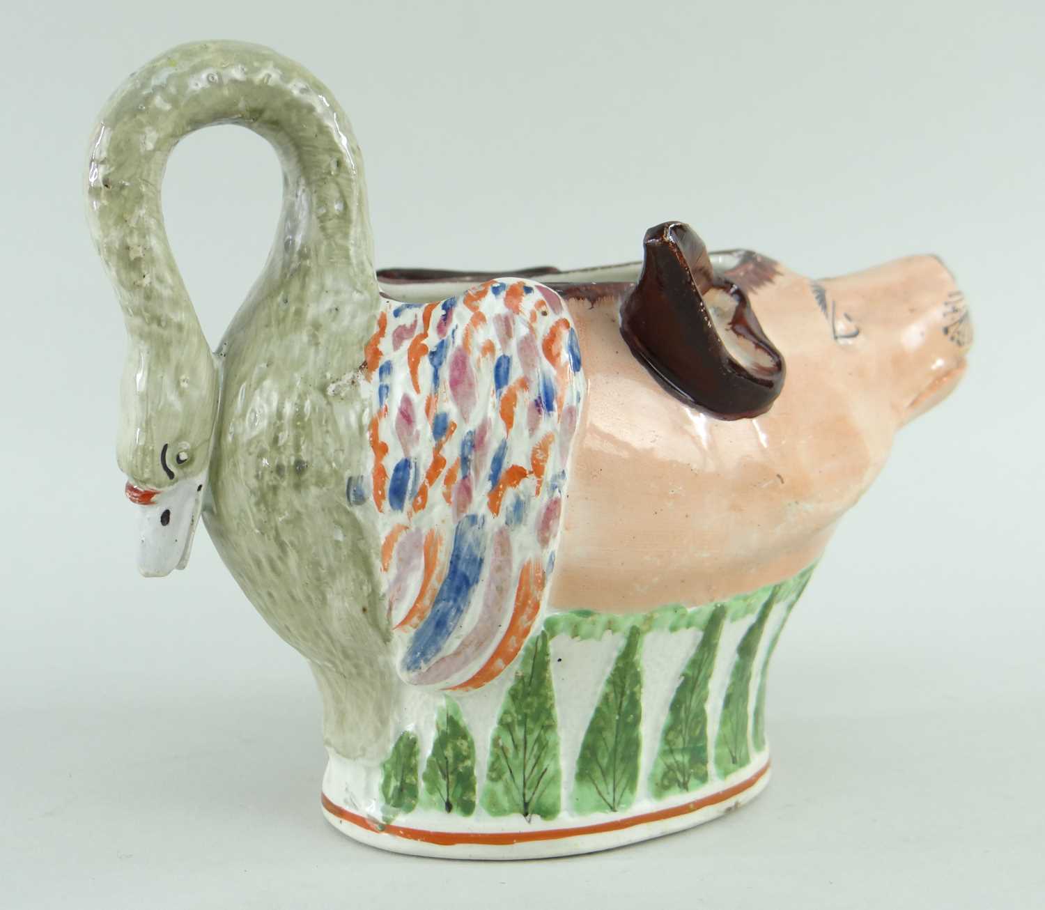 STAFFORDSHIRE PEARLWARE FOX AND GOOSE SAUCEBOAT c. 1820 - Image 6 of 14