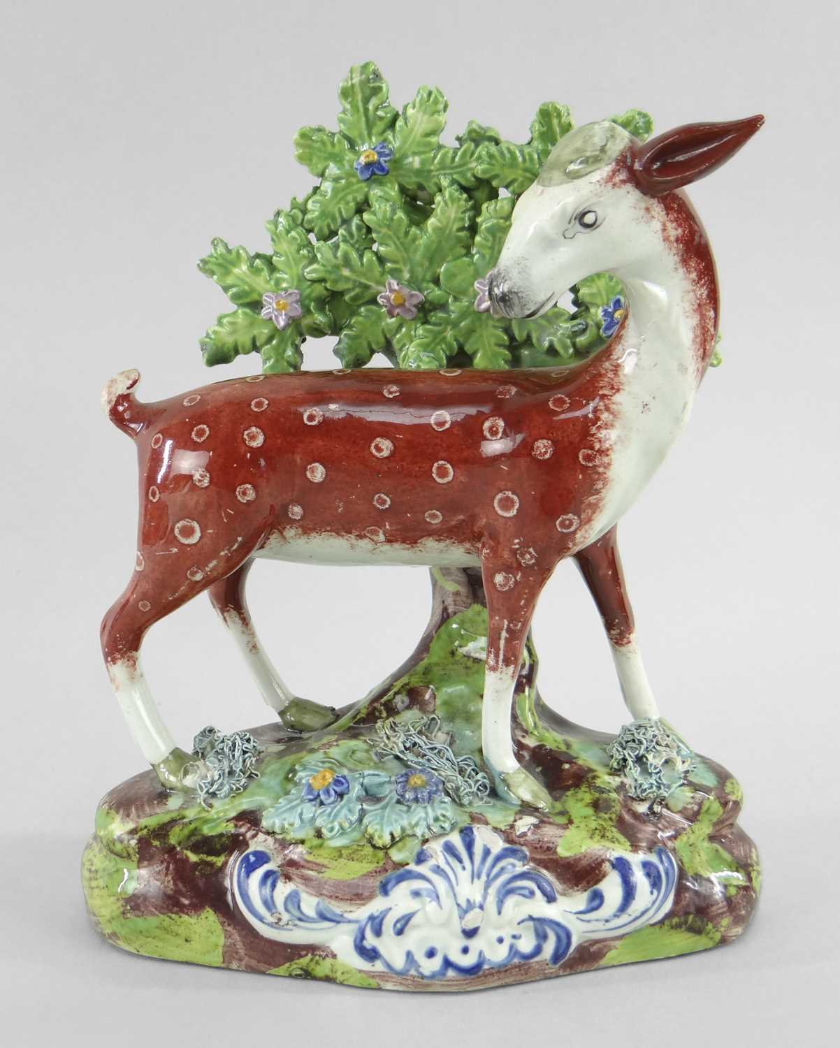 STAFFORDSHIRE PEARLWARE FIGURE OF A DOE c. 1820