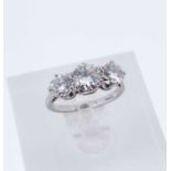 18CT WHITE GOLD THREE STONE DIAMOND RING