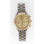 OMEGA STAINLESS STEEL & GOLD AUTOMATIC CHRONOGRAPH BRACELET WATCH, c.1990s