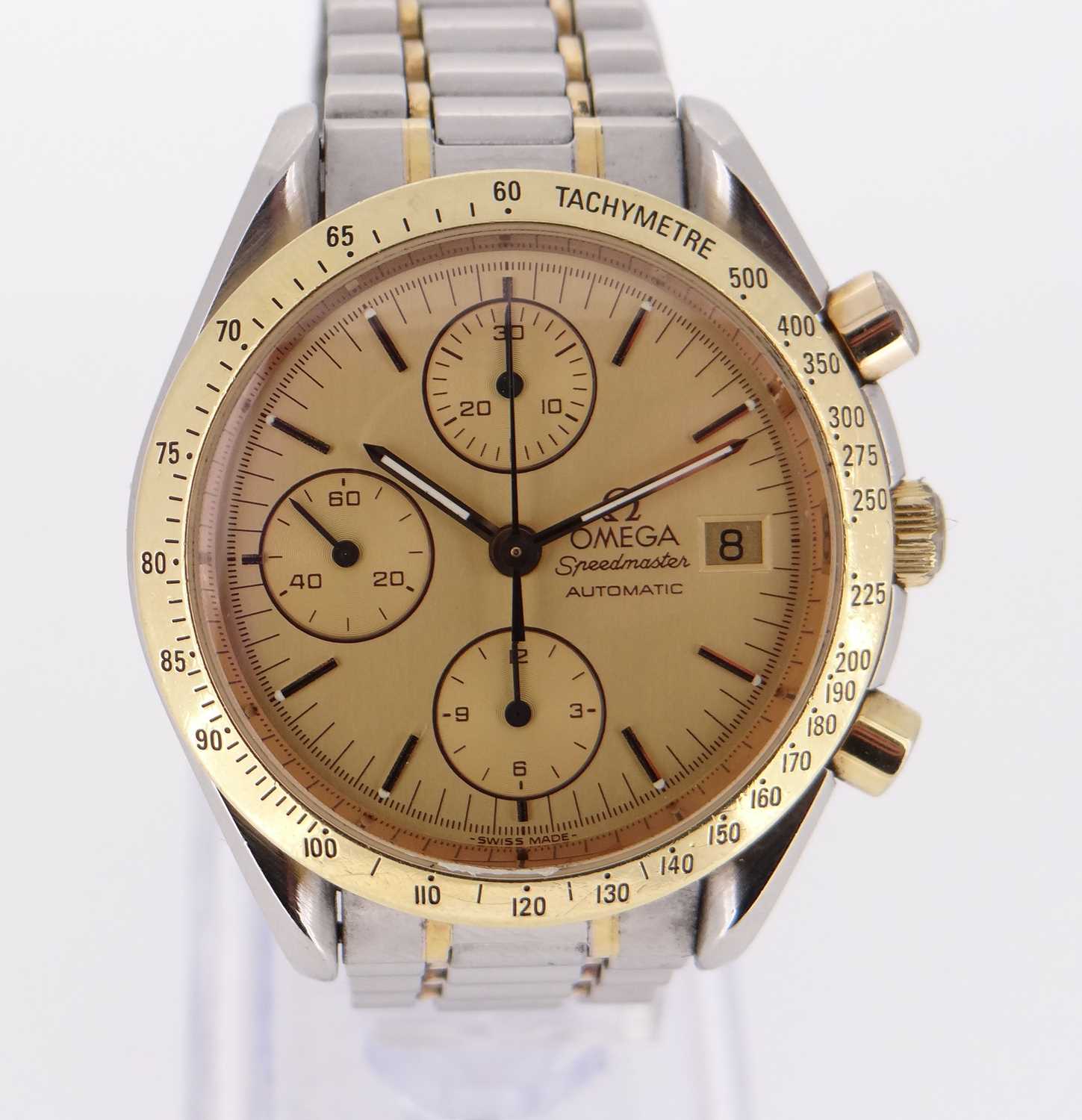 OMEGA STAINLESS STEEL & GOLD AUTOMATIC CHRONOGRAPH BRACELET WATCH, c.1990s - Image 2 of 17