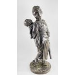 LARGE TOKYO SCHOOL BRONZE FIGURE OF MOTHER & CHILD, by Kaneda Kanjiro, Meiji Period