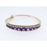 9CT GOLD AMETHYST & DIAMOND BANGLE