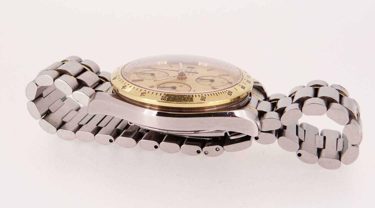 OMEGA STAINLESS STEEL & GOLD AUTOMATIC CHRONOGRAPH BRACELET WATCH, c.1990s - Image 3 of 17