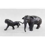 TWO SMALL JAPANESE BRONZE MODELS OF WILD ANIMALS Meiji Period