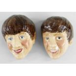 TWO KELSBORO WARE BEATLES WALL MASKS, c. 1964