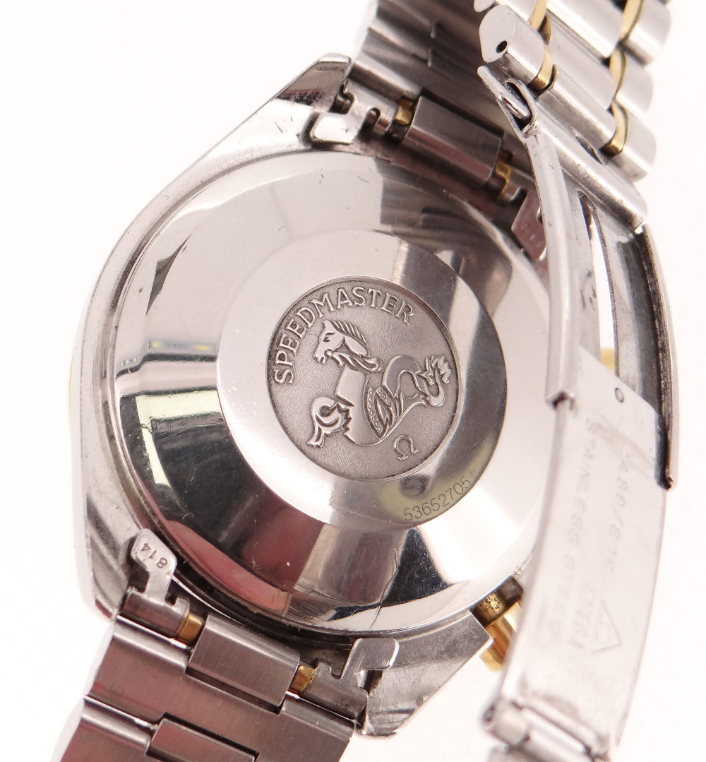 OMEGA STAINLESS STEEL & GOLD AUTOMATIC CHRONOGRAPH BRACELET WATCH, c.1990s - Image 6 of 17