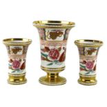 GARNITURE OF THREE SPODE PORCELAIN VASES, c. 1820