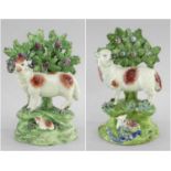 STAFFORDSHIRE RALPH SALT & JOHN WALTON PEARLWARE MODELS OF SHEEP c. 1820