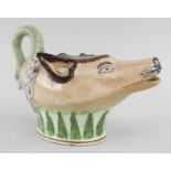 STAFFORDSHIRE PEARLWARE FOX AND GOOSE SAUCEBOAT c. 1820