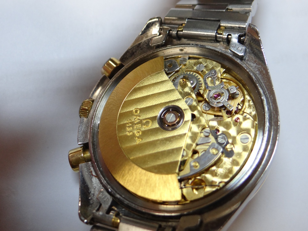 OMEGA STAINLESS STEEL & GOLD AUTOMATIC CHRONOGRAPH BRACELET WATCH, c.1990s - Image 7 of 17