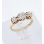 18CT GOLD THREE STONE DIAMOND RING