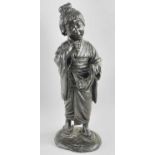 LARGE TOKYO SCHOOL BRONZE FIGURE OF A GIRL by Akasofu Gyokyu, Meiji Period