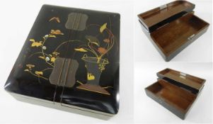 JAPANESE BLACK & GOLD LACQUER BOX, Meiji Period