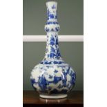 CHINESE BLUE & WHITE PORCELAIN BOTTLE VASE, Transitional, mid 17th Century