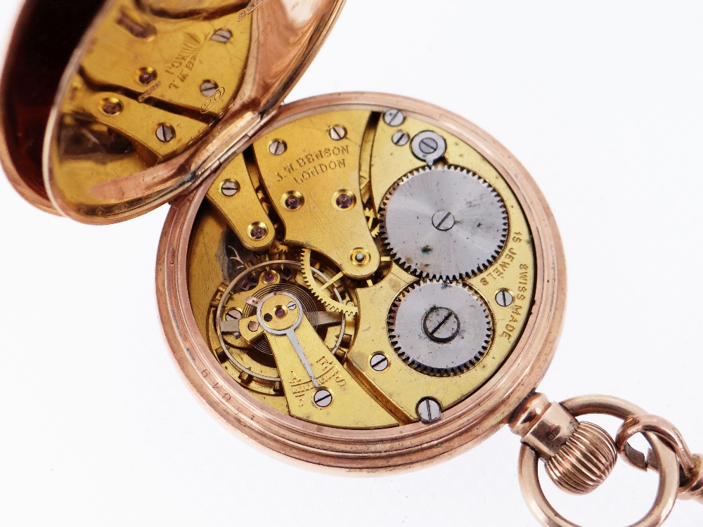 9CT GOLD BENSON OPEN FACE POCKET WATCH - Image 6 of 6