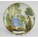 ITALIAN MAIOLICA SAUCER, probably Castelli, 18th Century