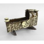 ENGLISH SLIPWARE MODEL CRADLE, probably Yorkshire, dated 1847