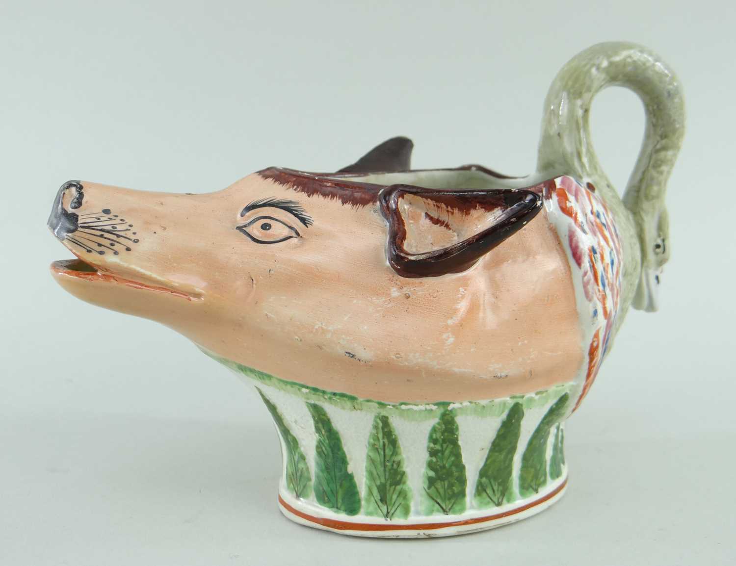 STAFFORDSHIRE PEARLWARE FOX AND GOOSE SAUCEBOAT c. 1820 - Image 3 of 14