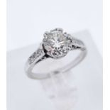 WHITE METAL DIAMOND SOLITAIRE RING