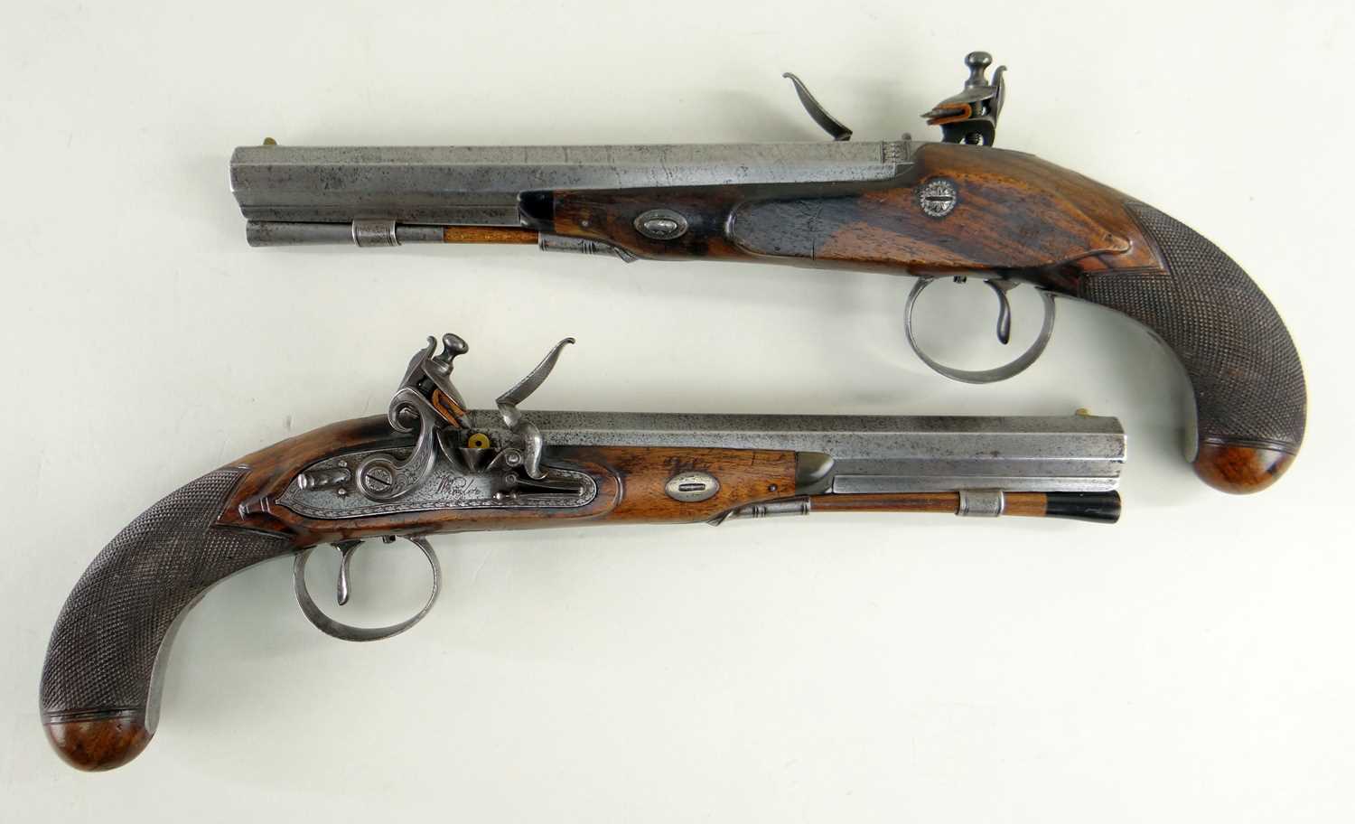 PAIR OF FLINTLOCK DUELLING PISTOLS BY WHEELER, early 19th Century - Image 6 of 14